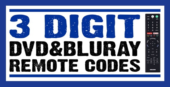 Remote codes for DVD BLURAY - 3 digit