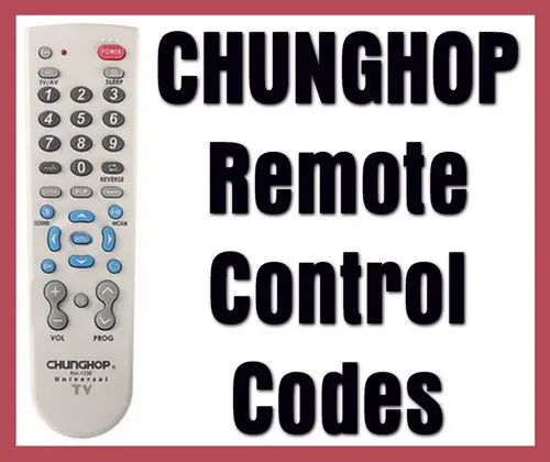 CHUNGHOP remote control codes