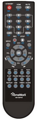 HomeWorx HW150PVR remote control code