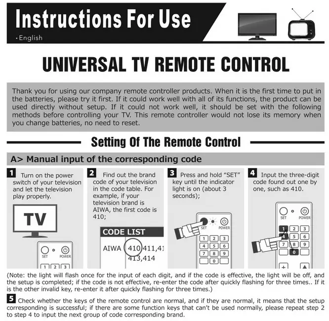 How To Program A Chunghop Universal Remote Control 1