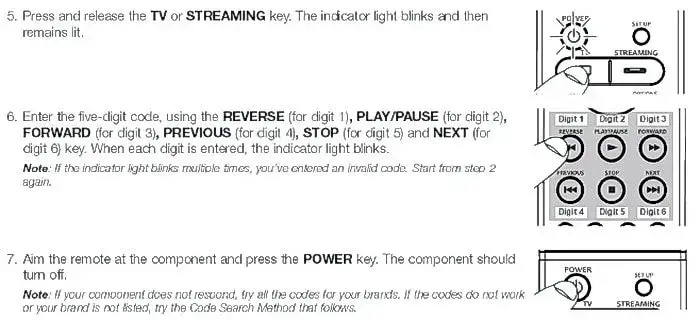 Streaming Media Player - Direct RCA Remote Code Setup 2