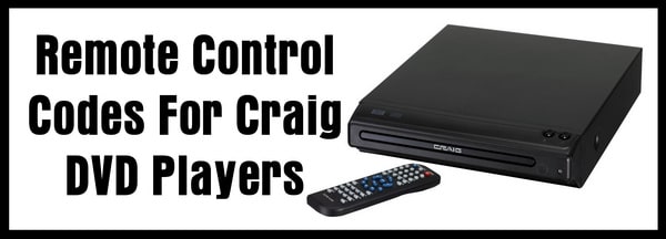 Craig DVD Player Remote Control Codes