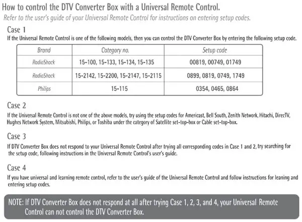 Digital Stream DTX remote control codes