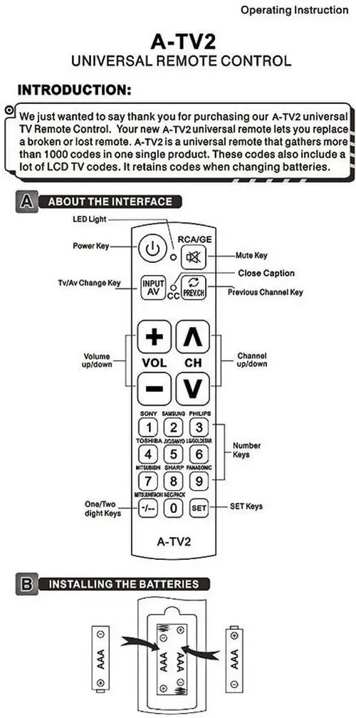 Gmatrix Remote A-TV2 - Users and Instruction Manual 1